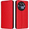 Generico DayQiQiPu Cover per Realme GT 8 Pro RMX5210 (6,79 Pollici) Custodia in pelle PU con Motivo a cubi 3D Chiusura Magnetica Caso portafoglio a conchiglia con supporto, Rosso