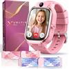 VELTIX® Smartwatch per bambina X Pro 4G + 2 cinturini gratuiti, smartwatch per bambini con GPS e chiamate, orologio con GPS, orologio per bambini con videochiamate, rosa (Premium)