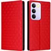 Generico DayQiQiPu Cover per Realme C85 4G/5G RMX5566, RMX5253 (6,8 Pollici) Custodia in pelle PU con Motivo a cubi 3D Chiusura Magnetica Caso portafoglio a conchiglia con supporto, Rosso