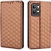 Generico DayQiQiPu Cover per Realme GT2 Pro RMX3301, RMX3300 (6,7 Pollici) Custodia in pelle PU con Motivo a cubi 3D Chiusura Magnetica Caso portafoglio a conchiglia con supporto, Marrone