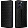 Generico DayQiQiPu Cover per Realme Note 60/Note 60x RMX3933, RMX3938 (6,74 Pollici) Custodia in pelle PU con Motivo a cubi 3D Chiusura Magnetica Caso portafoglio a conchiglia con supporto, Nero