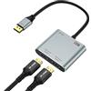 Anehmeta Adattatore da DisplayPort a doppio HDMI, splitter HDMI 4K a 60Hz, display esteso 1 in 2 out, hub MST per doppio monitor, porta display a splitter HDMI per PC, NVIDIA, scheda grafica AMD