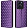 Generico DayQiQiPu Cover per Realme C61 RMX3939, RMX3930 (6,74 Pollici) Custodia in pelle PU con Motivo a cubi 3D Chiusura Magnetica Caso portafoglio a conchiglia con supporto, Viola