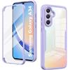 XCYYOO Cover Compatibile con Samsung Galaxy A34 5G Antiurto Transparent Custodia TPU Anteriore e PC Indietro Protezione Schermo Integrata Doppia Faccia Cover Rugged 360° Protettiva Silicone Case, Viola