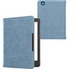 kwmobile Custodia compatibile con Kobo Aura Edition 2 - Cover Jeans Denim con Chiusura Magnetica - eReader Flip Case blu