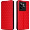 Generico DayQiQiPu Cover per Realme GT 7 Pro RMX5010, RMX5011 (6,78 Pollici) Custodia in pelle PU con Motivo a cubi 3D Chiusura Magnetica Caso portafoglio a conchiglia con supporto, Rosso