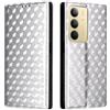 Generico DayQiQiPu Cover per Realme C75 4G RMX3941 (6,72 Pollici) Custodia in pelle PU con Motivo a cubi 3D Chiusura Magnetica Caso portafoglio a conchiglia con supporto, Argento