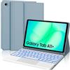 FOGARI Cover Tastiera per Samsung Galaxy Tab A11+ 2025/A9+ 2023 | Custodia Tastiera Bluetooth Rimovibile con Retroilluminazione 7 colori e Touchpad, Keyboard Wireless Portatile, Azzurro