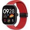 MELEJIA Cinturino Magnetico per Xiaomi Redmi Watch 6 Active/Watch 6/Watch 5/Smart Band 10 Pro/9 Pro/Band 8 Pro, Ricambio Cinturino, Regolabile Silicone Cinturini, Chiusura Magnetica Sicura-Rosso