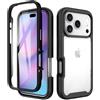 ESHUYI Cover 360° per iPhone 18 Pro/iPhone 17 Pro | Custodia Antiurto con Protezione dello Schermo, Rugged Doppia Bumper Trasparente Case Integrale Cover, Nero