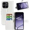 BOCTECH Cover a Libro in Pelle per OnePlus Nord 6, Bianco | Custodia Portafoglio, Pelle Sintetica, Silione, Porta Carte, Chiusura Magnetica, Supporto Pieghevole, Antiurto Flip Case