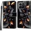 PHINIENLAND Cover per Honor 400 Smart 4G/5G custodia portafoglio Fiori | 3 scomparti carte, 1 tasca banconote, Chiusura magnetica, Supporto, Pelle PU flip cover per Honor 400 Smart