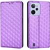 Generico DayQiQiPu Cover per Realme C31 RMX3501 (6,5 Pollici) Custodia in pelle PU con Motivo a cubi 3D Chiusura Magnetica Caso portafoglio a conchiglia con supporto, Viola