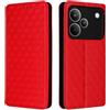 Generico DayQiQiPu Cover per Realme P4 Pro 5G RMX5322 (6,8 Pollici) Custodia in pelle PU con Motivo a cubi 3D Chiusura Magnetica Caso portafoglio a conchiglia con supporto, Rosso