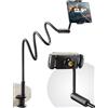 SAIJI Supporto per tablet da 120 cm, con collo di cigno, regolabile, con una sola mano, per la lettura a letto, compatibile con iPad iPhone, Fire, tutti i dispositivi da 4,7 a 12,7