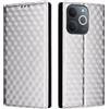 Generico DayQiQiPu Cover per Realme Note 70T RMX5313 (6,74 Pollici) Custodia in pelle PU con Motivo a cubi 3D Chiusura Magnetica Caso portafoglio a conchiglia con supporto, Argento