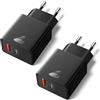 Aioneus Caricatore USB C 20W 2 Pezzi, 2 Porte PD & QC3.0 per iPhone e Samsung | Ricarica Rapida, Spina da Muro, Tipo C & USB-A, Compatibile iPhone 15 16 17, Adattatore Multiplo