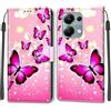 KENHONER Custodia per Xiaomi Redmi Note 13 Pro 4G, Farfalla | Portafoglio Pelle PU, Magnetica, Resistente Agli Urti, Scomparto Carte Credito, Pieghevole, Flip Libro, Motivo