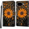 PHINIENLAND Cover per Google Pixel 10A custodia portafoglio Crisantemo | 3 scomparti carte, 1 tasca banconote, Chiusura magnetica, Supporto, Pelle PU flip cover per Pixel 10A