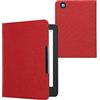 kwmobile Custodia compatibile con Kobo Aura Edition 2 - Cover Jeans Denim con Chiusura Magnetica - eReader Flip Case rosso