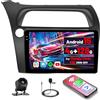 Inefala 4G+128G Autoradio Android 15 per Honda Civic VIII 2006-2011 | 9 Pollici Touchscreen, Wireless CarPlay, Android Auto, GPS, WiFi, RDS/FM, BT, SWC, Retrocamera, Mic