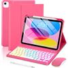 EAMPANG Custodia con tastiera e mouse per iPad A16 11a/10a generazione 11/11, Air 11 M4/M3/M2, Air 5a/4a, tastiera rimovibile retroilluminata arcobaleno a 7 colori