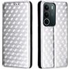 Generico DayQiQiPu Cover per Realme C71/C73 4G RMX5303 (6,67 Pollici) Custodia in pelle PU con Motivo a cubi 3D Chiusura Magnetica Caso portafoglio a conchiglia con supporto, Argento