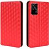 Generico DayQiQiPu Cover per Realme GT 5G RMX2202 (6,43 Pollici) Custodia in pelle PU con Motivo a cubi 3D Chiusura Magnetica Caso portafoglio a conchiglia con supporto, Rosso
