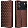 Generico DayQiQiPu Cover per Realme P4 Pro 5G RMX5322 (6,8 Pollici) Custodia in pelle PU con Motivo a cubi 3D Chiusura Magnetica Caso portafoglio a conchiglia con supporto, Marrone
