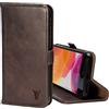 TORRO Custodia Compatibile con iPhone SE/8/7 - Cover in Vera Pelle de Qualità con Slot per Schede e Supporto per Visualizzazione Orizzontale (Marrone Oscuro)