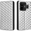 Generico DayQiQiPu Cover per Realme GT3 RMX3709 (6,74 Pollici) Custodia in pelle PU con Motivo a cubi 3D Chiusura Magnetica Caso portafoglio a conchiglia con supporto, Argento