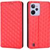 Generico DayQiQiPu Cover per Realme C31 RMX3501 (6,5 Pollici) Custodia in pelle PU con Motivo a cubi 3D Chiusura Magnetica Caso portafoglio a conchiglia con supporto, Rosso