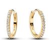PANDORA 14k gold-plated hoop earrings with clear cubic zirconia, 16 mm