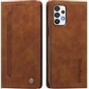 rongki Custodia per Samsung Galaxy A72, Cover in Pelle Sintetica Portafoglio con Slot per Carte, Supporto, Chiusura Magnetica, Antiurto Case per Samsung Galaxy A72, Marrone