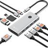 NOVOO Docking station per laptop 10-in-1, doppio monitor 4K a 60Hz, 2 HDMI, hub USB C | 3 porte dati USB-A/C da 5 Gbps, 2 x USB-A 2.0, SD/TF 3.0, 100 W PD, Display One-Tap Off, per MacBook/HP/Dell