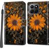 PHINIENLAND Cover per Honor 400 Smart 4G/5G custodia portafoglio Crisantemo | 3 scomparti carte, 1 tasca banconote, Chiusura magnetica, Supporto, Pelle PU flip cover per Honor 400 Smart