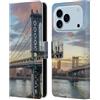 Head Case Designs Custodia a portafoglio in pelle con skylines del ponte di Manhattan compatibile con Apple iPhone 17 Pro