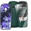 ESACMOT Vetro temperato e custodia per Nokia 6310 2021 - Fiori 1 | 2.8 Custodia morbida con motivo e 2 pellicole protettive per schermo, scudo ultra trasparente antigraffio