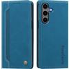 rongki Custodia per Samsung Galaxy S25 Plus, Cover in Pelle Sintetica Portafoglio con Slot per Carte, Supporto, Chiusura Magnetica, Antiurto Case per Samsung Galaxy S25 Plus, Azzurro