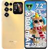 OUKITEL C68 Plus Smartphone 2026, 16GB+128GB/1TB Telefono Cellulare, Oro | 7.2 HD+ 120Hz & 1.81 Display Telefoni, 6000mAh Cellulari e Smartphone 4G, 64MP+8MP Smartphone Gaming, NFC/Dual SIM/Face ID