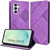 Bemoloon RFID Custodia per Samsung Galaxy S26 FE Viola | Geometria S26 FE/SM-S741B/DS 2026 Cover, Chiusura Magnetica con Tasche per Carte