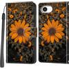 PHINIENLAND Cover per iPhone 16e / iPhone 17e custodia portafoglio Crisantemo | 3 scomparti carte, 1 tasca banconote, Chiusura magnetica, Supporto, Pelle PU flip cover per iPhone 16e / 17e