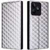 Generico DayQiQiPu Cover per Realme Note 50 RMX3834 (6,74 Pollici) Custodia in pelle PU con Motivo a cubi 3D Chiusura Magnetica Caso portafoglio a conchiglia con supporto, Argento