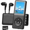 LEVMEK Lettore MP3 da 32 GB, Bluetooth 5.3, lettore HiFi con display a colori TFT | Altoparlante, radio FM, registratore, e-book, contapassi, microSD fino a 128 GB, per bambini/sport