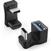 MoKo Adattatore USB-C da Maschio a USB A/C Femmina a 180 Gradi, Nero | PD 100W Ricarica Rapida Trasferimento video 4K Connettore a Gomito USB-C per Steam Deck,Nintendo Switch,Laptop,Tablet,Phone
