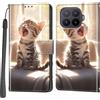 Salanheo Cover per Xiaomi 17T Pro, Gatto felice | Portacarte, Chiusura Magnetica, Flip Case, Antiurto Custodia, Funzione Stand
