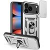 ESHUYI Cover per iPhone 18 Pro Max / 17 Pro Max con Fotocamera Scorrevole | Protezione antiurto militare, supporto ad anello, compatibile con supporti magnetici per auto, Argento