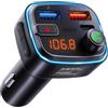 auvisio Trasmettitore FM Bluetooth Auto 12/24 V con Display, USB-C PD 30 W, USB-A QC 3.0, Vivavoce
