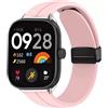 MELEJIA Cinturino Magnetico per Xiaomi Redmi Watch 6 Lite/Watch 6/Watch 5/Smart Band 10 Pro/9 Pro/Band 8 Pro, Ricambio Cinturino, Regolabile Silicone Cinturini, Chiusura Magnetica Sicura-Rosa