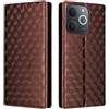 Generico DayQiQiPu Cover per Realme Note 70T RMX5313 (6,74 Pollici) Custodia in pelle PU con Motivo a cubi 3D Chiusura Magnetica Caso portafoglio a conchiglia con supporto, Marrone